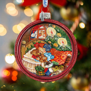 Santa Glass Ornament Set of 3 by G. DeBrekht - Christmas Santa Snowman Decor - 73310-B3