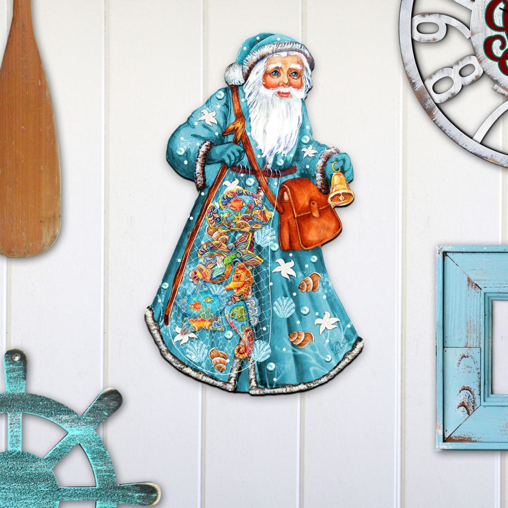 Fishermen Santa Coastal Door Decor by G. DeBrekht - Coastal Holiday Decor - 8124120-2H