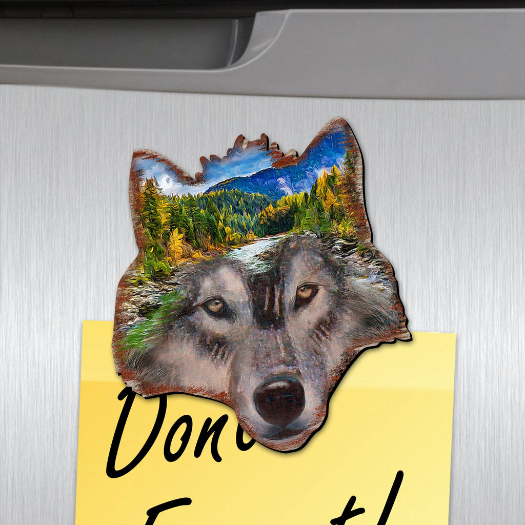 Wolf Face Shaped Refrigerator Magnets Set of 3
