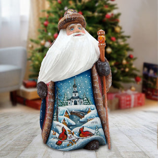 Winter House Santa Hand-Painted WOODCARVED Masterpiece by G. DeBrekht - Wildlife Holiday Decor - 8214839