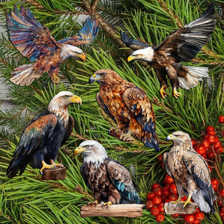 Eagle's Flight Clip-On Eco Wood Decorative Ornaments Set of 6 by G. Debrekht - Wildlife Decor - 8090101C-S6