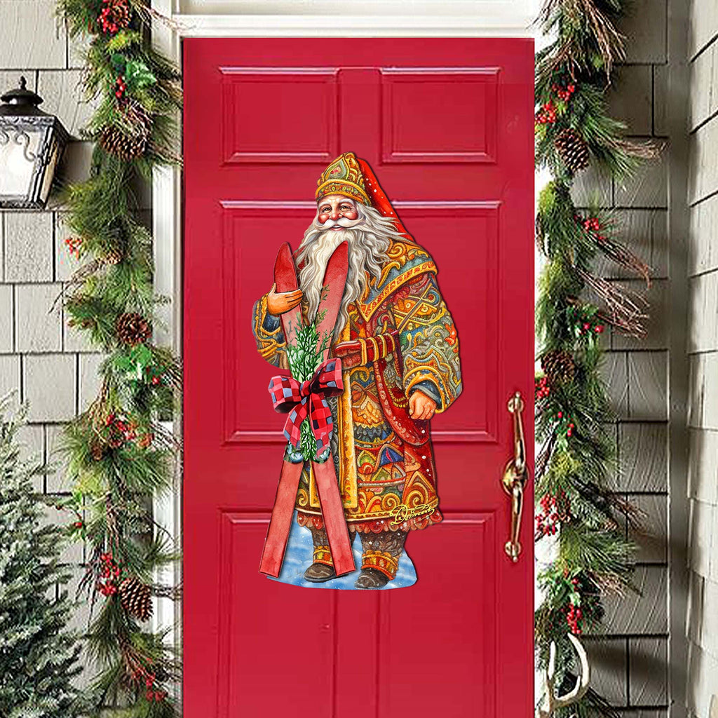 Santa's Skiing Adventure Holiday Door Decor by G. Debrekht - Christmas Santa Snowman Decor - 8691403H