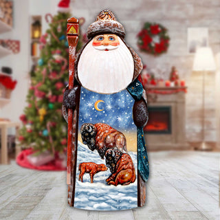 Bison's Family Santa Hand-Painted WOODCARVED Masterpiece Figurine by G. DeBrekht - Christmas Decor - 8201025