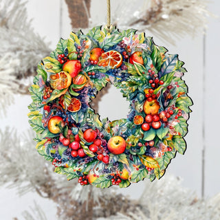 Summer Harvest Fruit Wreath Wooden Ornaments by G. Debrekht Christmas Decor - 8611071