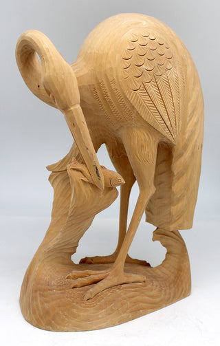 One-of-a-Kind Heron with Fish Wood Carved Figurine 11