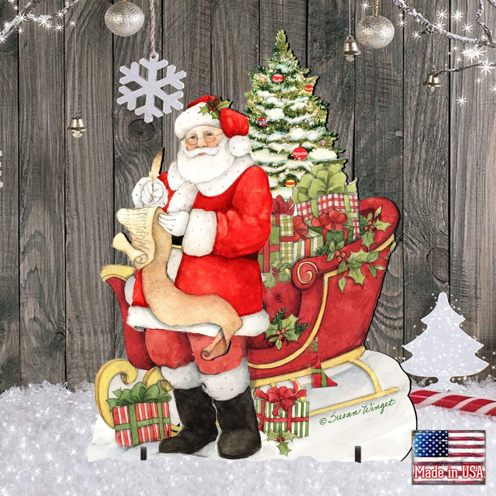 Christmas Wish List Outdoor Yard Sign by Susan Winget - Christmas Santa Snowman Decor - 8471101F-SW
