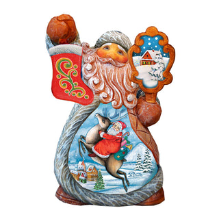Mini Tale Santa on Reindeer Christmas Figurine by G. DeBrekht - Christmas Santa Snowman Decor - 561631