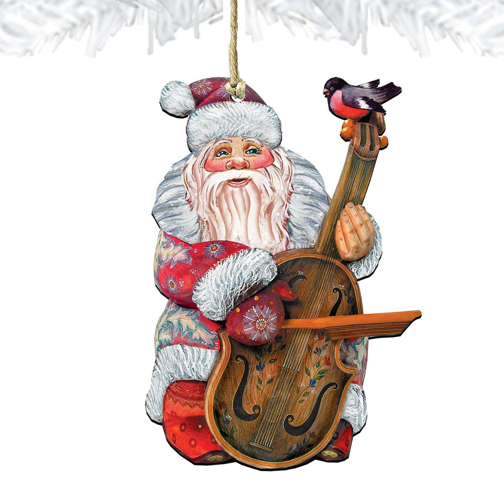 Violin Santa Christmas Wooden Ornaments by G. DeBrekht - Christmas Santa Snowman Decor - 8116210