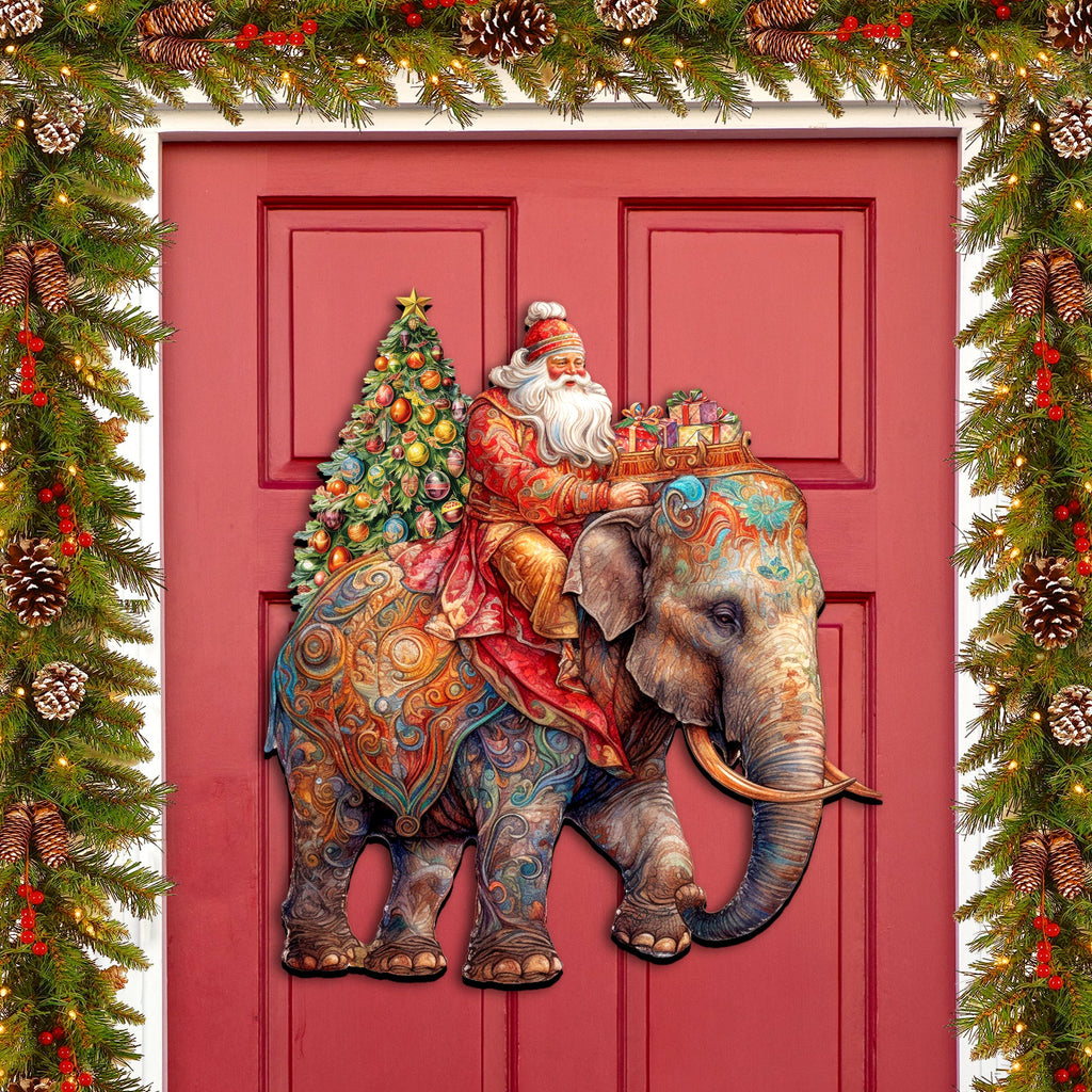 Santa on Elephant Holiday Door Decor by G. Debrekht - Christmas Decor - 8611043-2H