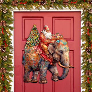 Santa on Elephant Holiday Door Decor by G. Debrekht - Christmas Decor - 8611043-2H
