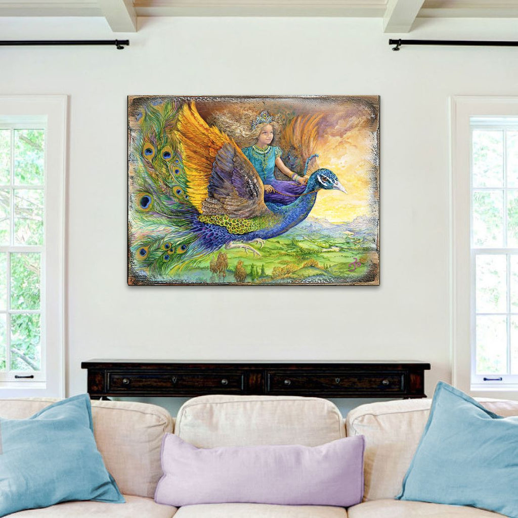 Peacock Princess Fantasy Wooden Wall Art by Josephine Wall - Fantasy Decor - 852138-JW