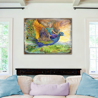 Peacock Princess Fantasy Wooden Wall Art by Josephine Wall - Fantasy Decor - 852138-JW