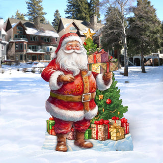 Celebrate with Santa: Santa with Gifts Outdoor Decor by G. Debrekht - Christmas Santa Snowman Decor - 8611094F