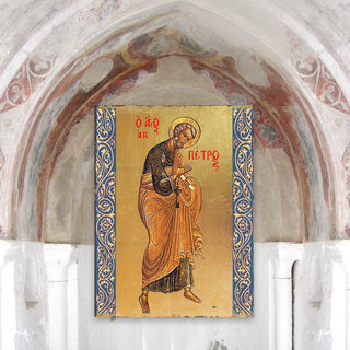 Saint Peter Wooden Gold Plated Religious Christian Sacred Icon - Inspirational Icon Decor - 85042