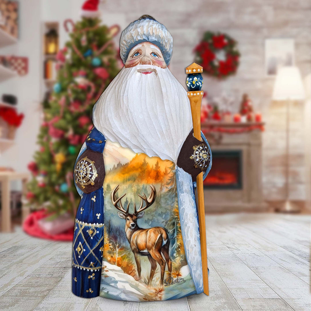 Forest Elk Santa Hand-Painted WOODCARVED Masterpiece Figurine by G. DeBrekht - Christmas Decor - 8215954