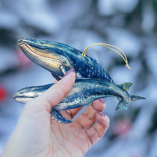 Alaskan Whale and Orca Eco Wood Ornaments Set of 2 by G. Debrekht - Wildlife Holiday Decor - 8091323S5