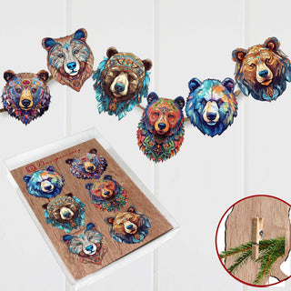 Mystical Bears Clip-On Eco Wood Decorative Ornaments Set of 6 by G. Debrekht - Wildlife Decor - 8090120C-S6
