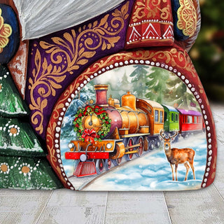 Christmas Train Santa Hand-Painted WOODCARVED Masterpiece Figurine by G. DeBrekht - Christmas Decor - 8206021