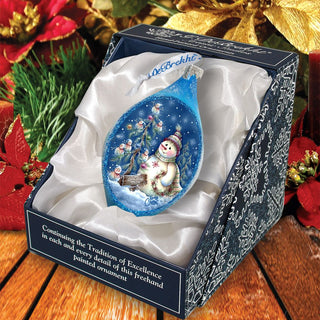 Old Fashion Christmas Drop Glass Ornament by Jamie Mills-Price - Christmas Santa Snowman Decor - 757-301-MP