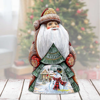 Old Fashion Snowman Santa Hand-Painted WOODCARVED Figurine by D. Gelsinger - Christmas Santa Snowman Decor - 242111-DG