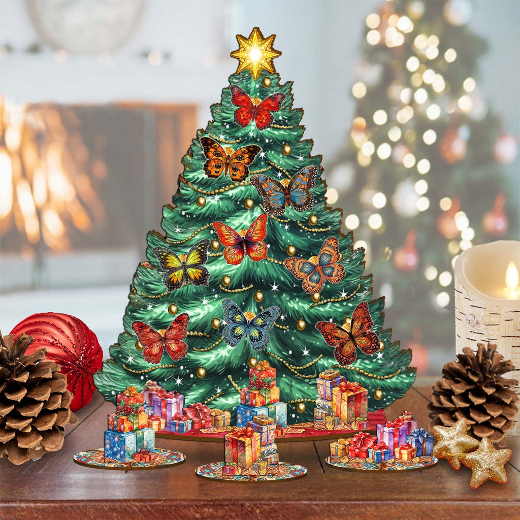 Butterfly Christmas Tree Eco Wood Set by G.DeBrekht Christmas Decor - 8091510