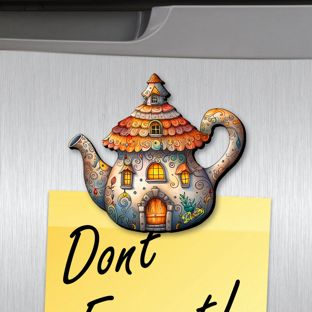 Teapots Decorative Eco Wood Magnets Set of 6 by G. Debrekht - Love Family Decor - 8090072G-S6