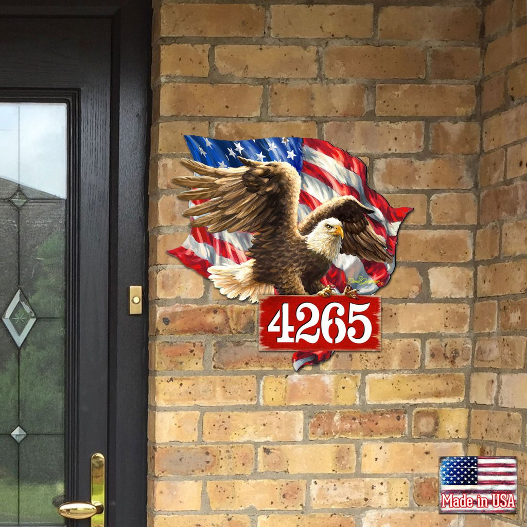 American Flag Eagle Patriotic Personalized House Number by Gelsinger - American Patriotic Decor - Address Sign - MA8461052-1432