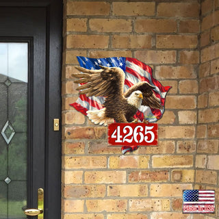 American Flag Eagle Patriotic Personalized House Number by Gelsinger - American Patriotic Decor - Address Sign - MA8461052-1432