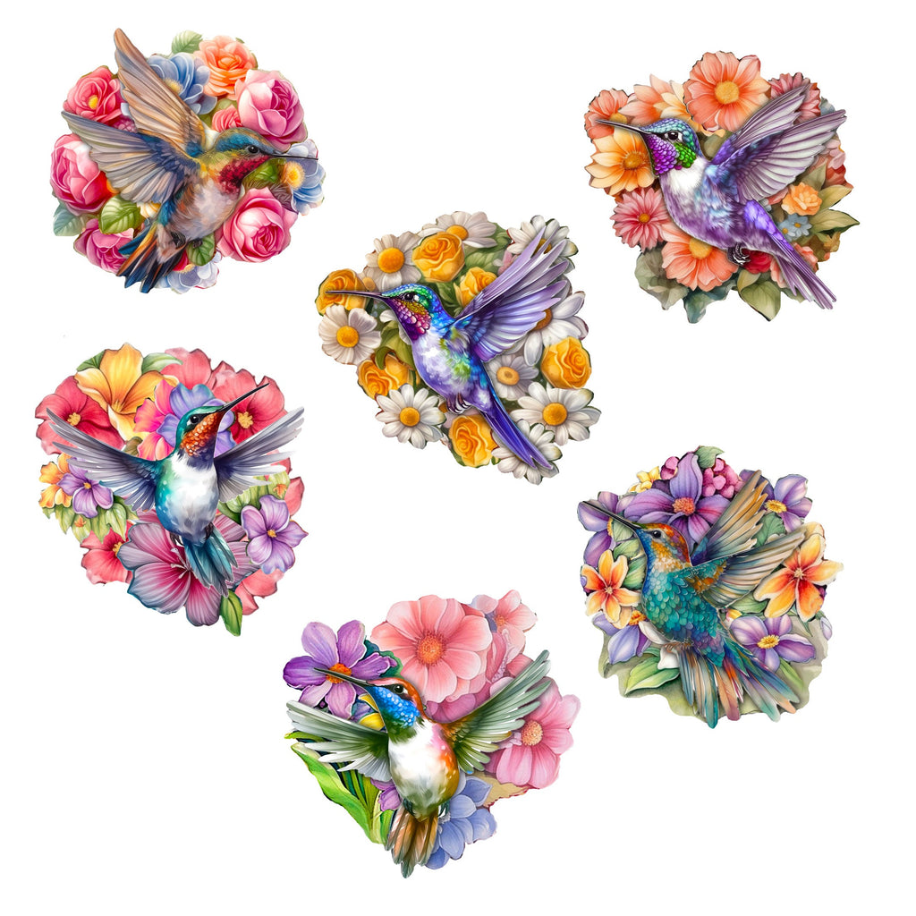 Hummingbirds Decorative Eco Wood Magnets Set of 6 by G. Debrekht - Wildlife Decor - 8090140G-S6