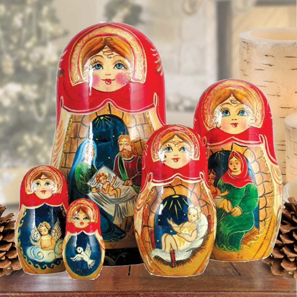 Nativity Story Matryoshka Doll Set Nesting dolls made from linden wood - are the perfect gift for friends and family. Hand-Painted matryoshka dolls are collectible handcrafted classic Christmas art 130241