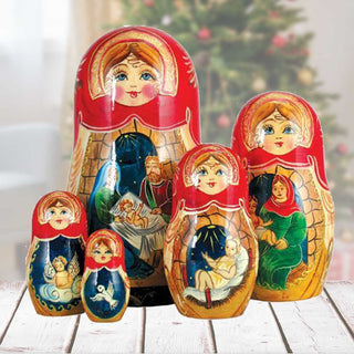 Nativity Story Matryoshka Doll Set Nesting dolls made from linden wood - are the perfect gift for friends and family. Hand-Painted matryoshka dolls are collectible handcrafted classic Christmas art 130241