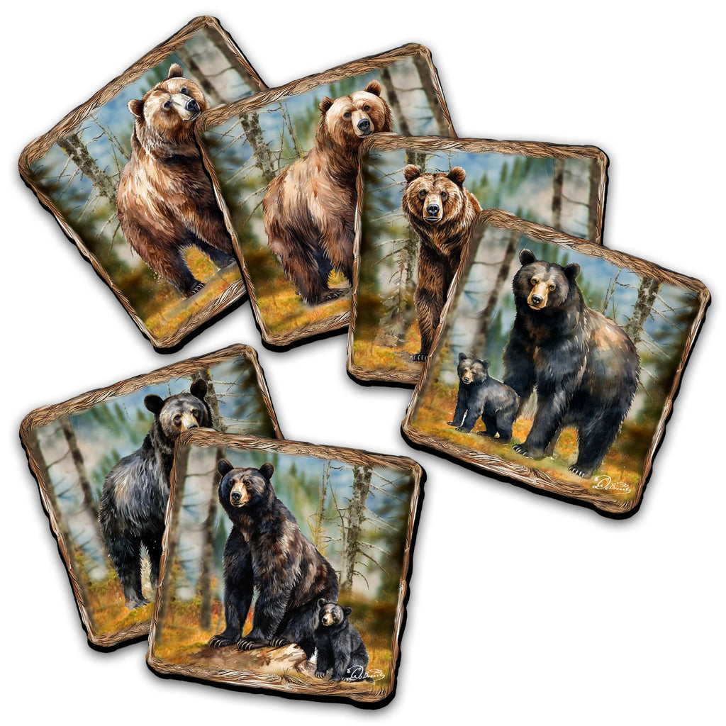 a group of four bear coasters sitting on top of a table