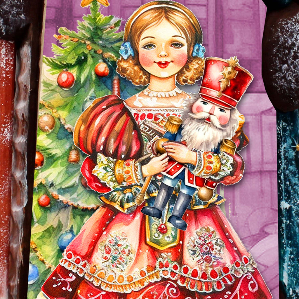 Clara with Nutcracker Santa Hand-Painted WOODCARVED Masterpiece Figurine by G. DeBrekht - Christmas Décor - 8201018