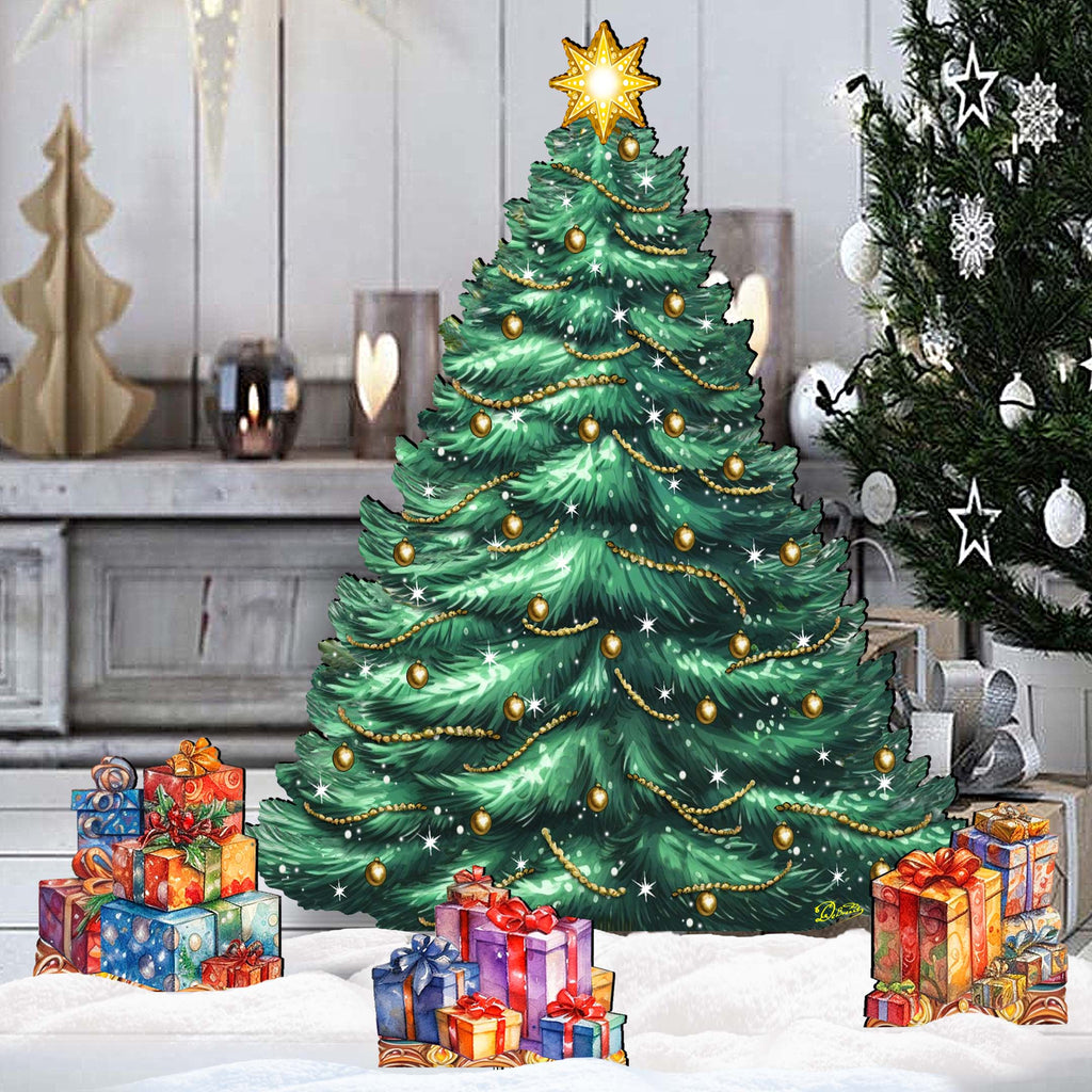 Christmas Tree Set Outdoor Indoor Décor Wooden Christmas Decoration by G. Debrekht Christmas Décor - 8191500F-G