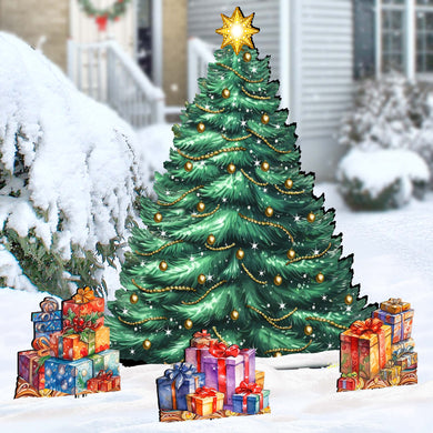 Christmas Tree Set Outdoor Indoor Décor Wooden Christmas Decoration by G. Debrekht Christmas Décor - 8191500F-G