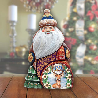 Majestic Deer Santa Hand-Painted WOODCARVED Masterpiece Figurine by G. DeBrekht - Christmas Décor - 8206018