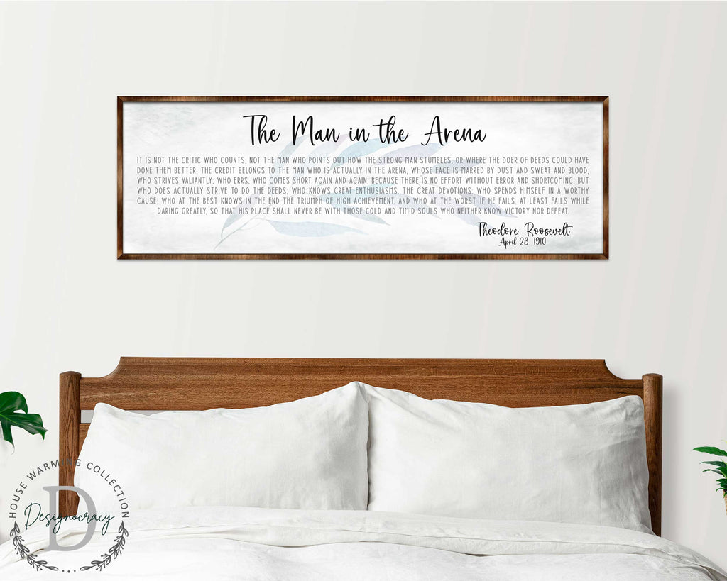 The Man in the Arena - Wooden Office Decor - Inspirational Sign - Famous Quotes - Wooden Home Decor sign - Housewarming Gift - 310311