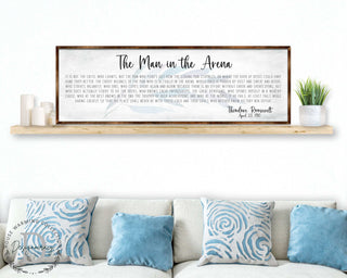 The Man in the Arena - Wooden Office Decor - Inspirational Sign - Famous Quotes - Wooden Home Decor sign - Housewarming Gift - 310311