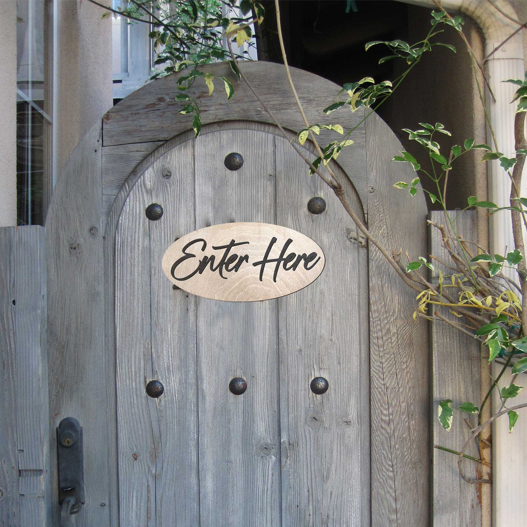 Enter Here sign, business sign, Light wood sign, Enter Sign, Handmade in the USA Sign - 320316