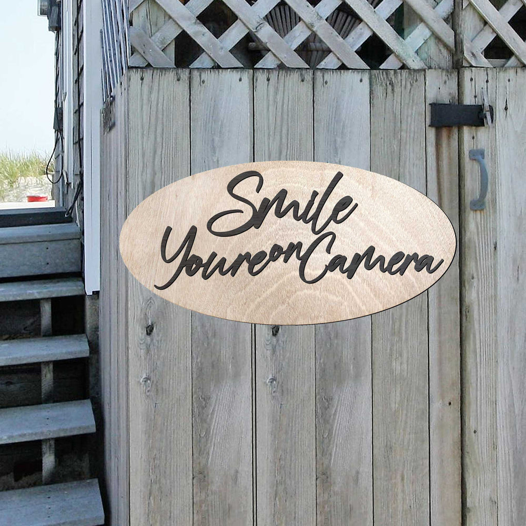 Smile You Are on Camera sign, Business sign, Made in the USA sign, Made from wood, Security camera sign - 320339