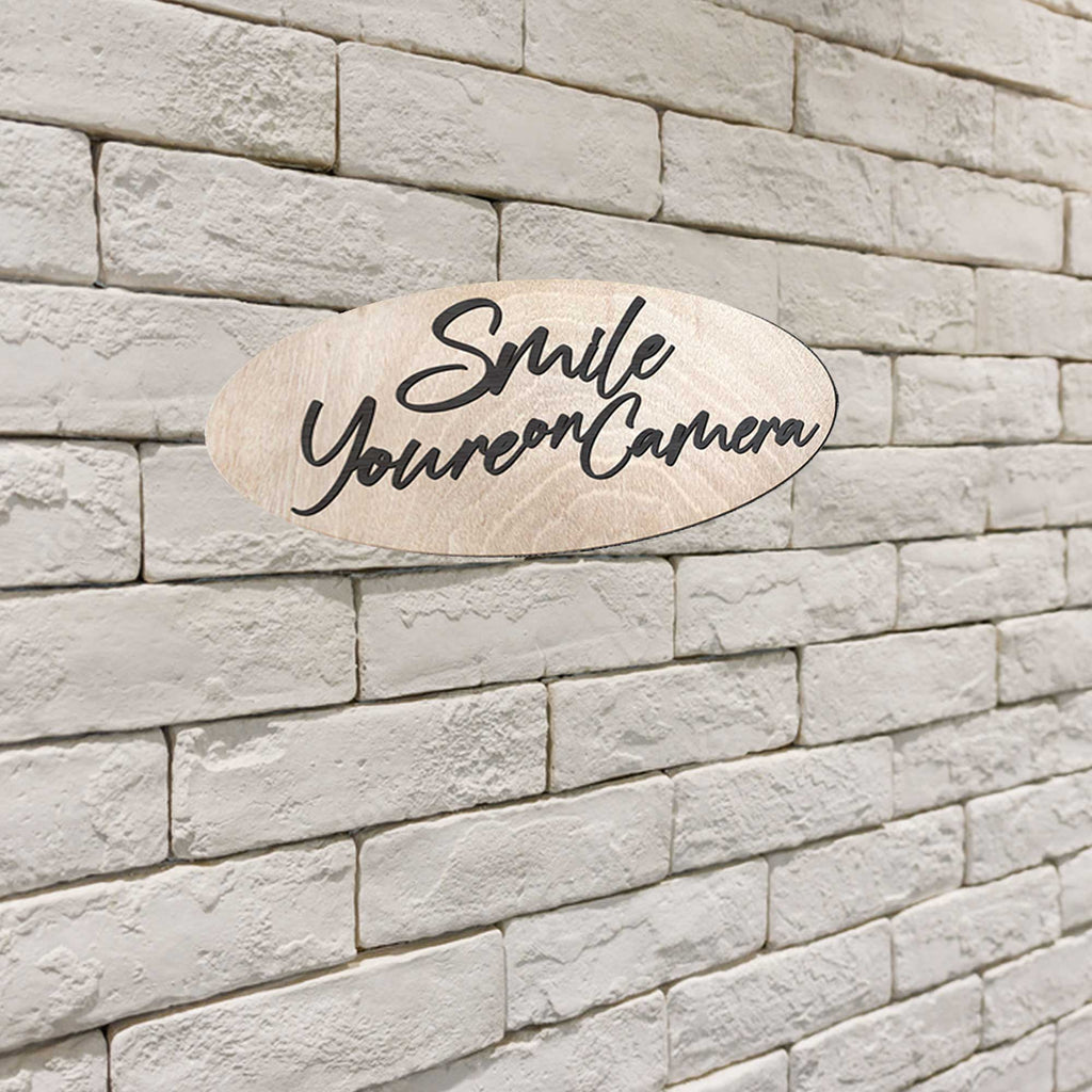 Smile You Are on Camera sign, Business sign, Made in the USA sign, Made from wood, Security camera sign - 320339