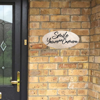 Smile You Are on Camera sign, Business sign, Made in the USA sign, Made from wood, Security camera sign - 320339