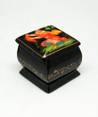 One-of-a-Kind Tiny Palekh Jewelry Box Authentic Lacquered Miniature Décor 1x1x1