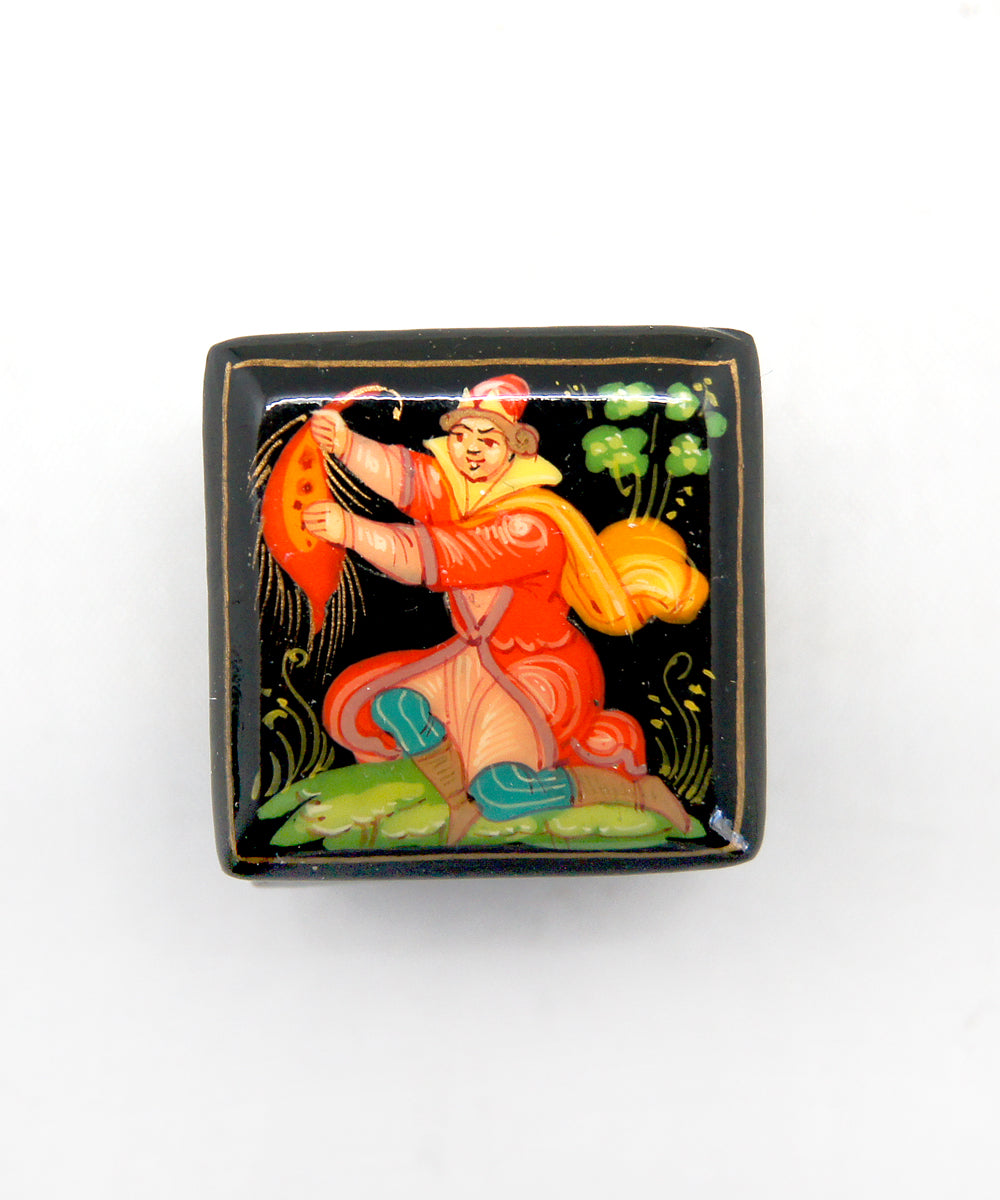 One-of-a-Kind Tiny Palekh Jewelry Box Authentic Lacquered Miniature Décor 1x1x1