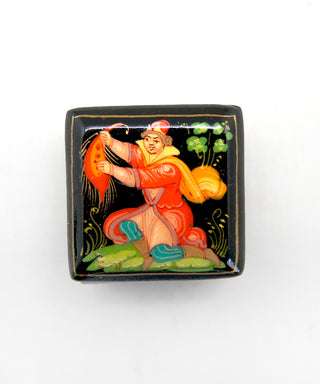 One-of-a-Kind Tiny Palekh Jewelry Box Authentic Lacquered Miniature Décor 1x1x1