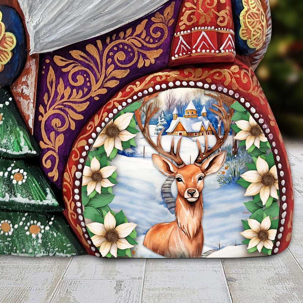 Majestic Deer Santa Hand-Painted WOODCARVED Masterpiece Figurine by G. DeBrekht - Christmas Décor - 8206018
