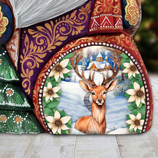 Majestic Deer Santa Hand-Painted WOODCARVED Masterpiece Figurine by G. DeBrekht - Christmas Décor - 8206018