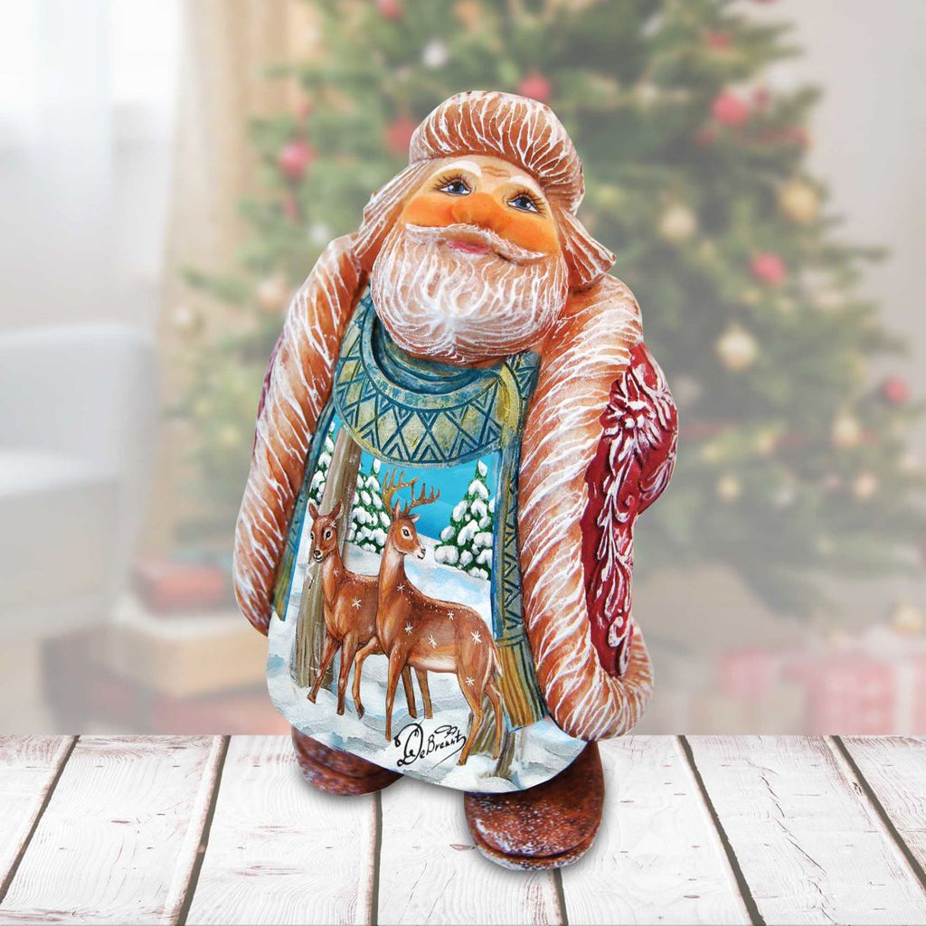 Darling Deers Santa Handcrafted Christmas Figurine - G. DeBrekht - Christmas Santa Snowman Décor - 5165155