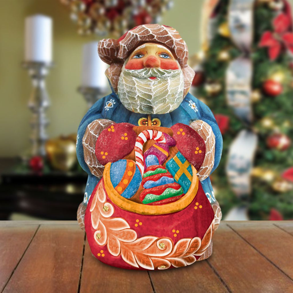Santa Toy Bag Handcrafted Christmas Figurine - G. DeBrekht Christmas Santa Snowman Décor - 517613
