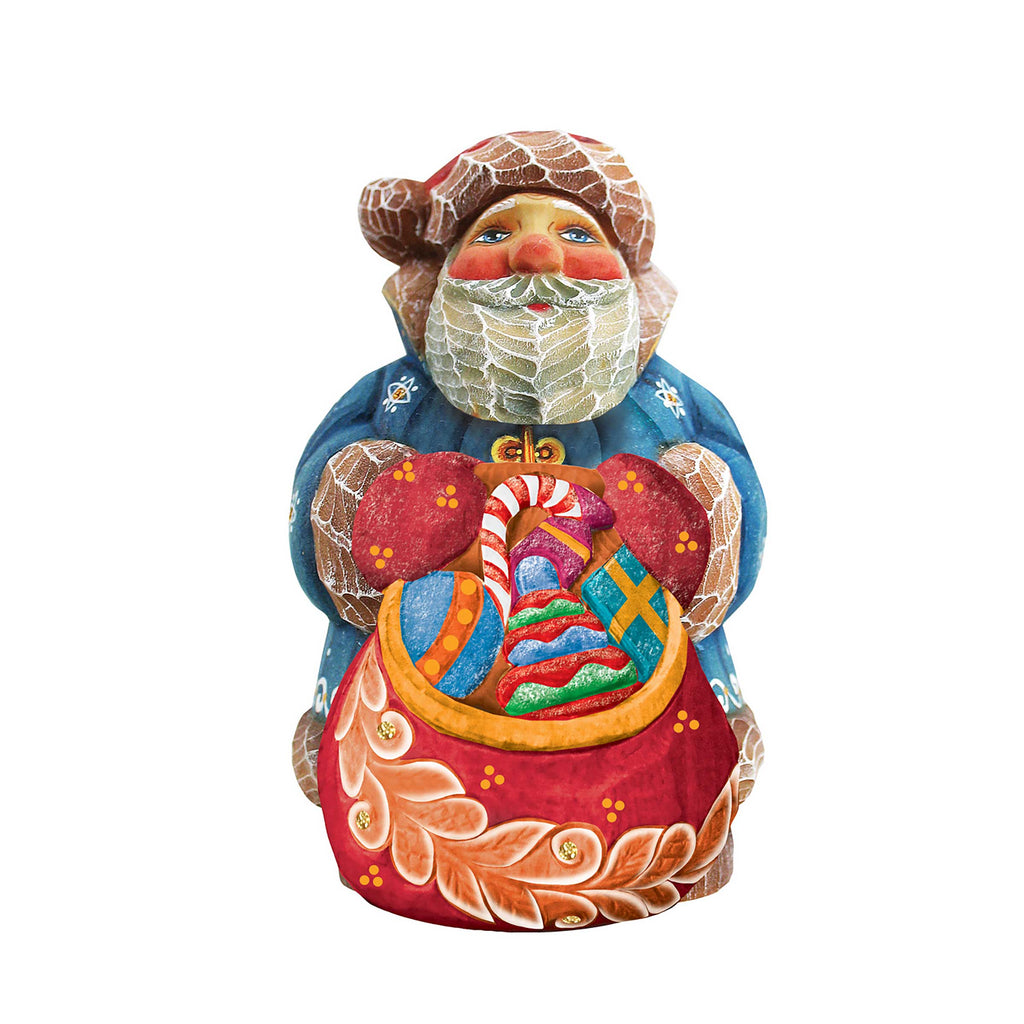 Santa Toy Bag Handcrafted Christmas Figurine - G. DeBrekht Christmas Santa Snowman Décor - 517613